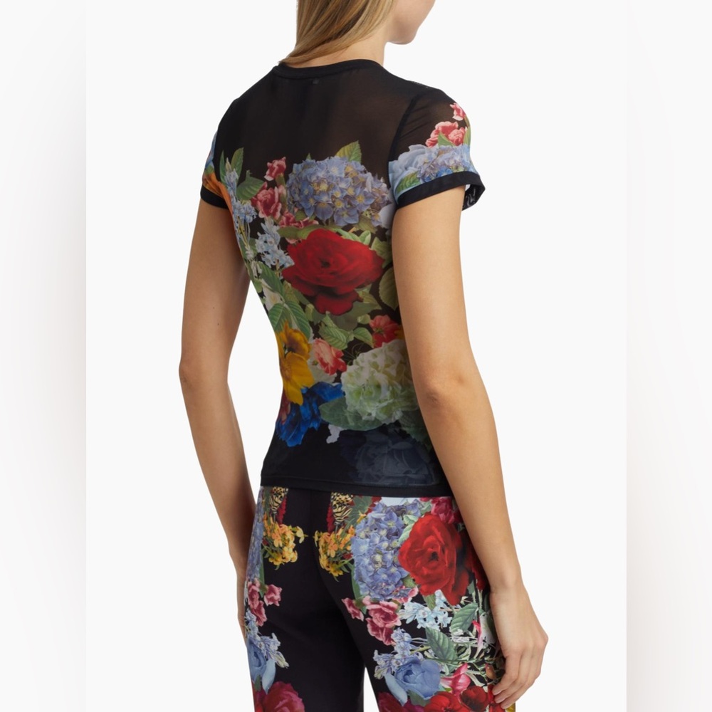 Alice + Olivia Tess Floral Semi-Sheer T-Shirt. Pants also available for sale. - Picture 5 of 9